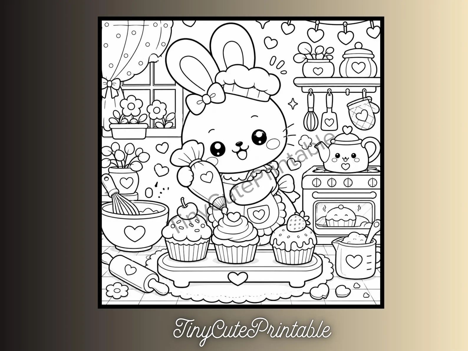 CuteLearner printable Cozy Animal Coloring Pages, Kawaii Hygge Scenes, Relaxing PDF (6+ Pages) — Coloring Books — preview 5